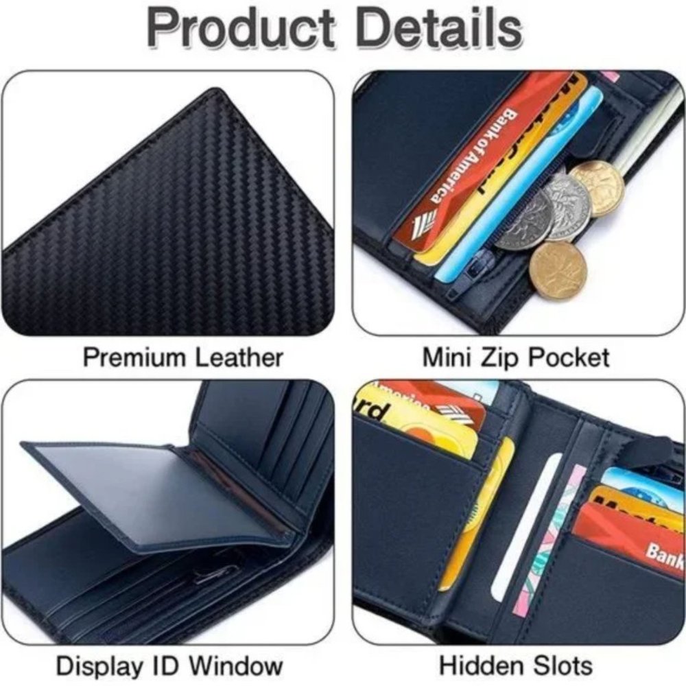 New Mens Wallet Bifold Leather Black - Picture 5 of 7